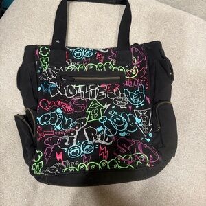 Nollie Black Tote with Neon Graphic Design